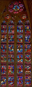 Window w214 depicting scenes from the life of St Eustache by French School