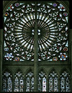 Window depicting the Evangelists and Grisaille (Rose Window - Internal) by French School