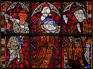 Window depicting a scene from the life of St John the Baptist: Salome receives his head