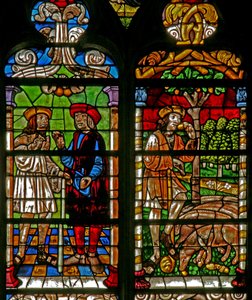 Scene from the Prodigal Son story: he looks for work; guards the pigs by French School