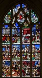 Window w23 depicting St Crepin and St Crepinian: scenes from their lives by French School
