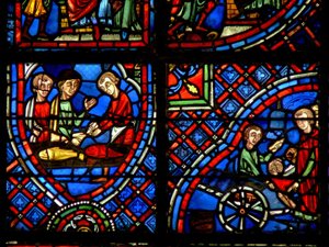 Window depicting donors - the fishmongers