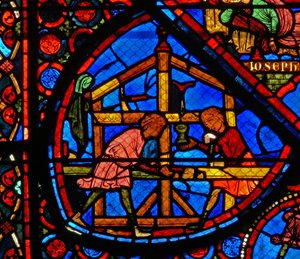 Window w24 depicting donors - carpenters by French School