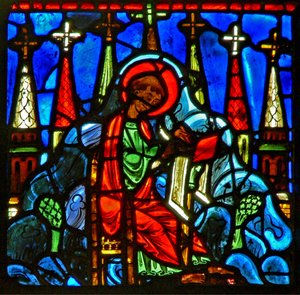 Window depicting St John on Patmos writing to the Seven Churches of Asia by French School