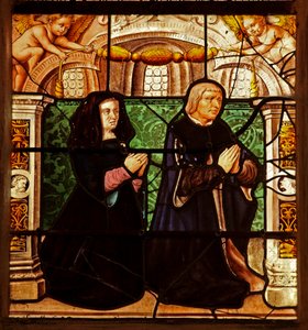 Window w29 depicting donors - Isabeau de Chantepinot and Alexandre Baulet? by French School