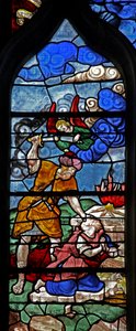 Window depicting Abraham and Isaac: The Angel Intervenes at the Sacrifice by French School