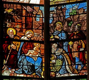Window w2 depicting the Adoration of the Magi