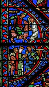 Window depicting the Queen of Sheba; Balaam and His Ass by French School