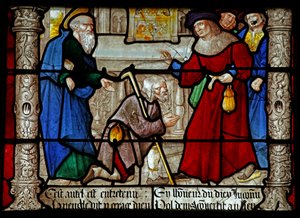 Window depicting a scene from the life of St Denis: healing a blind man by French School