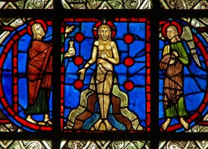 Window depicting the Jordan Baptism by French School