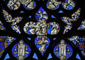 Window depicting a host of angels by French School