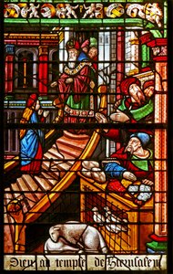 Window 38 depicting a scene from the Life of the Virgin Mary: her Presentation in the Temple by French School