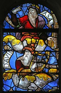 Window w3 depicting Asa and David on the Tree of Jesse by French School