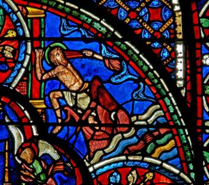 Window depicting Jonah and the whale by French School
