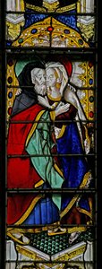 Window depicting St Anne and Joachim at the Golden Gate
