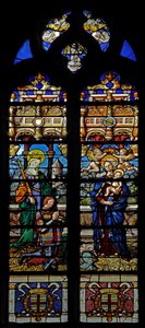 Window depicting St Barbara and the donor Jean de Montmorency