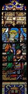 Window depicting St Barbara with a donor by French School
