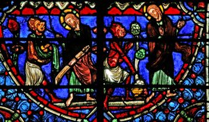 Window depicting the Temptation in the Wilderness by French School