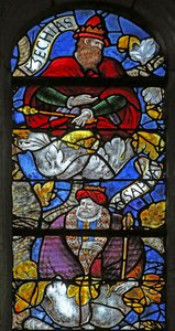 Window w3 depicting the Tree of Jesse: Hezekiah and Jehosaphat by French School