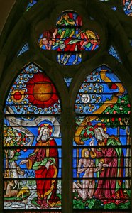 Window 40 depicting the Creation and creation of Adam by French School