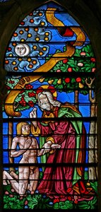 Window 40 depicting the Creation of Adam by French School