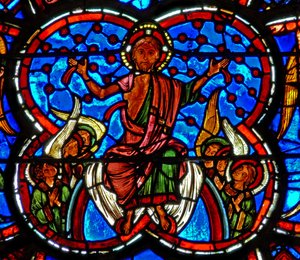 Window depicting Christ at the Last Judgement by French School