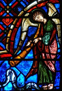Window depicting angels at the Last Judgement