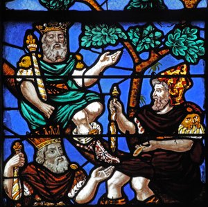 Window depicting Kings and a Prophet on the Tree of Jesse by French School