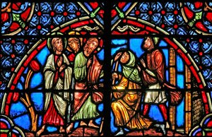 Window depicting the Healing of the Blind by French School
