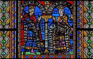 Window depicting Solomon and Sheba by French School