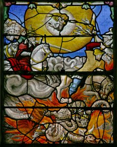 Window w5 depicting a scene from the Book of Revelation: the white horse True by French School