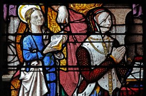 Window depicting the Montmorency donors wife and daughter