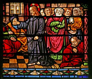 Window depicting Christ preaching by French School