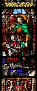 Window depicting St Michael and a donor