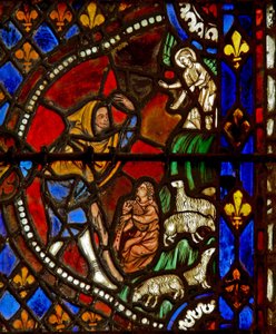 Window depicting the Annunciation to Shepherds by French School