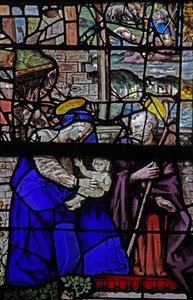 Window depicting the Holy Family by French School