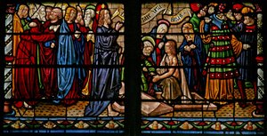 Window depicting the Resurrection of Lazarus by French School