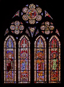 Window depicting Holy Roman Emperors: Lotharius, Louis, Charles by French School