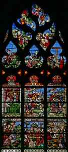 Window depicting St Helen, Constantine and the Triumph of the Cross by French School