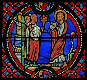 Window depicting St Andrew welcomed at Nicea by French School