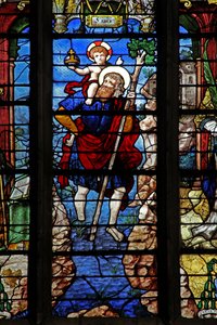 Window depicting St Christopher by French School