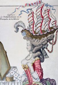 Woman in a Day Dress with a hairstyle a la Belle Poule, period of American Independence by French School
