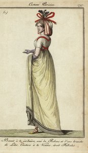 Woman in victim-style belt and jardiniere hat