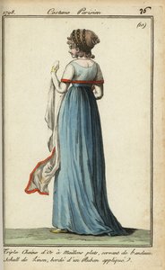 Woman with seethrough shawl in the fashion of 1798