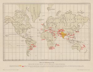 World map showing the spread of the plague by French School