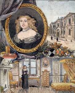 Portrait of Marie de Rabutin-Chantal, Marquise of Sevigne known as Madame de Sevigne (1626-1696) and her residence Hotel Carnavalet