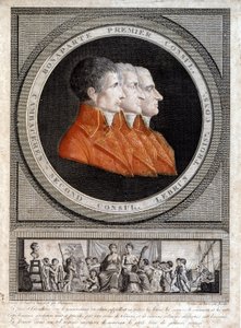 Portrait of the three consuls, Napoleon Bonaparte, Jean Jacques Regis de Cambaceres, and Charles Francois Lebrun
