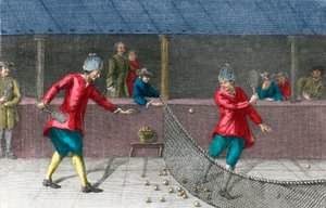 Short palm gold real tennis - View of a palm game in the 18th century