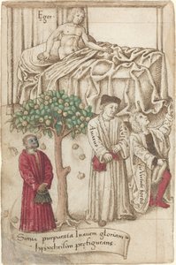 An Ape in Purple with a Sick Man, a Good Man, and a Miser by French early 16th Century
