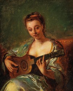 Lady Playing Guitar, 18th Century